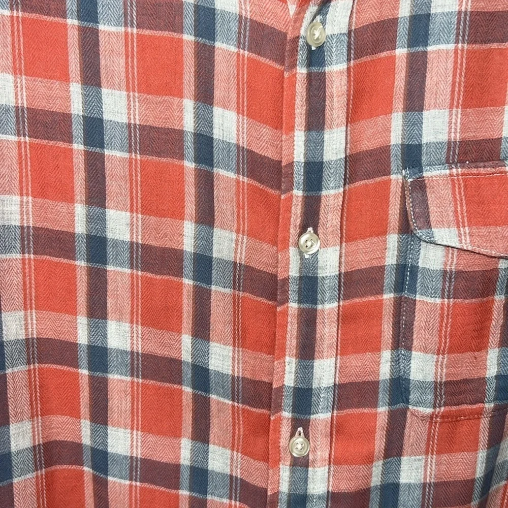 Grayers Cotton Flannel Plaid Lo g Sleeve Button Down Top Size XL